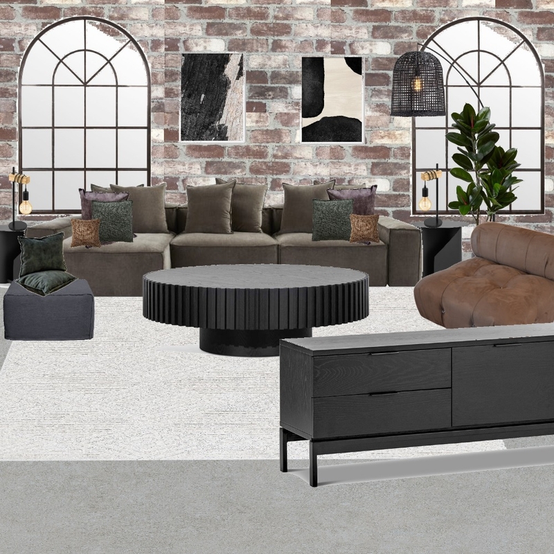 modern industrial living room Mood Board by ellelevy1 on Style Sourcebook