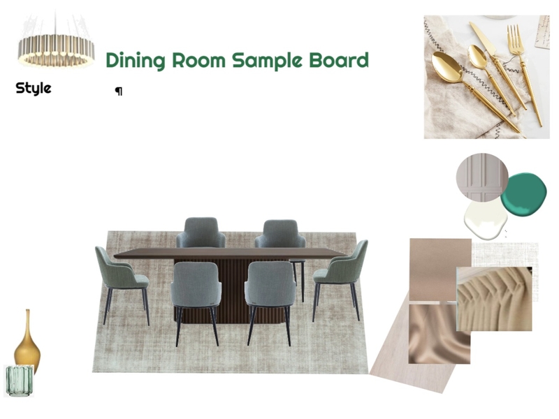 Monocromatic Green Sample Board Dining 24-03-25.2 Mood Board by JudyK on Style Sourcebook