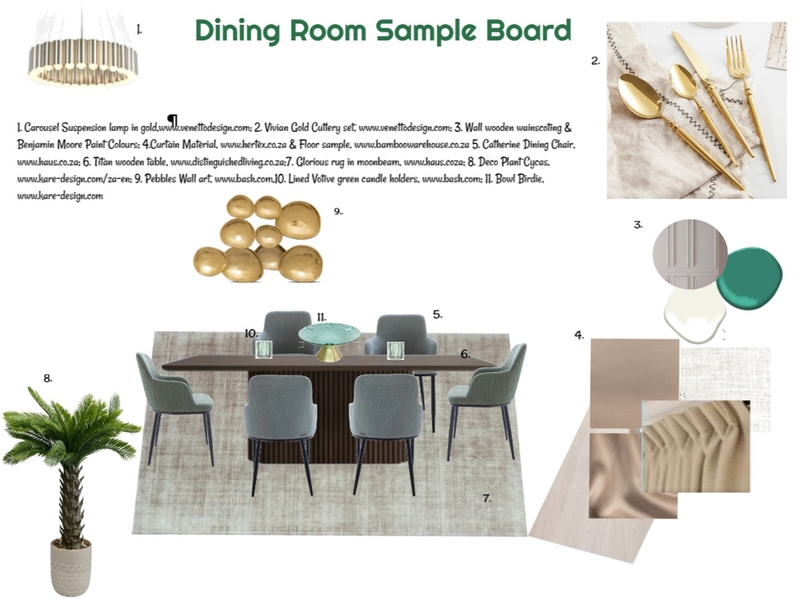 Monocromatic Green Sample Board Dining 24-03-25.5 Mood Board by JudyK on Style Sourcebook