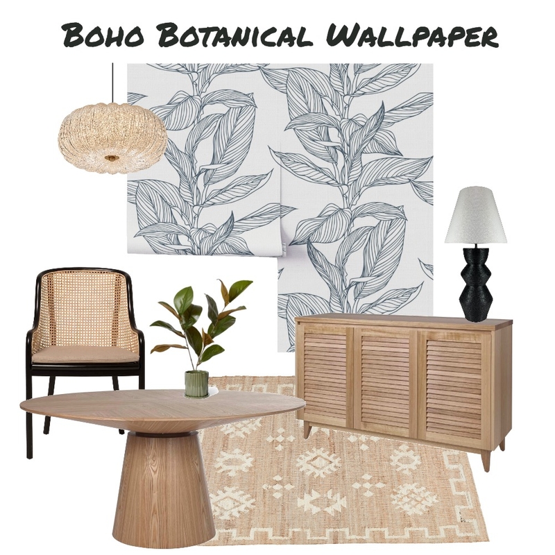 White blue boho botanical wallpaper Mood Board by ShellyBruno on Style Sourcebook