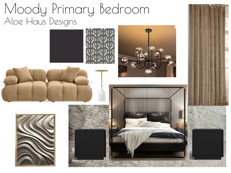 moody primary bedroom Mood Board by aloehaus on Style Sourcebook