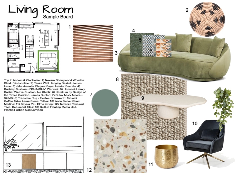 Living Room Sample Board Mood Board by Prissilla Rademakers on Style Sourcebook