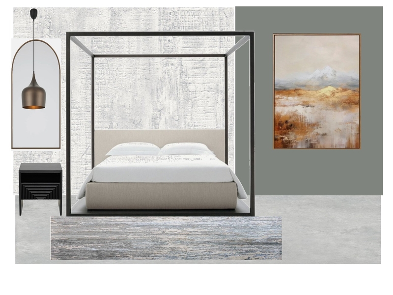 Master gold art work and rug mirror Mood Board by debbienpham@gmail.com on Style Sourcebook