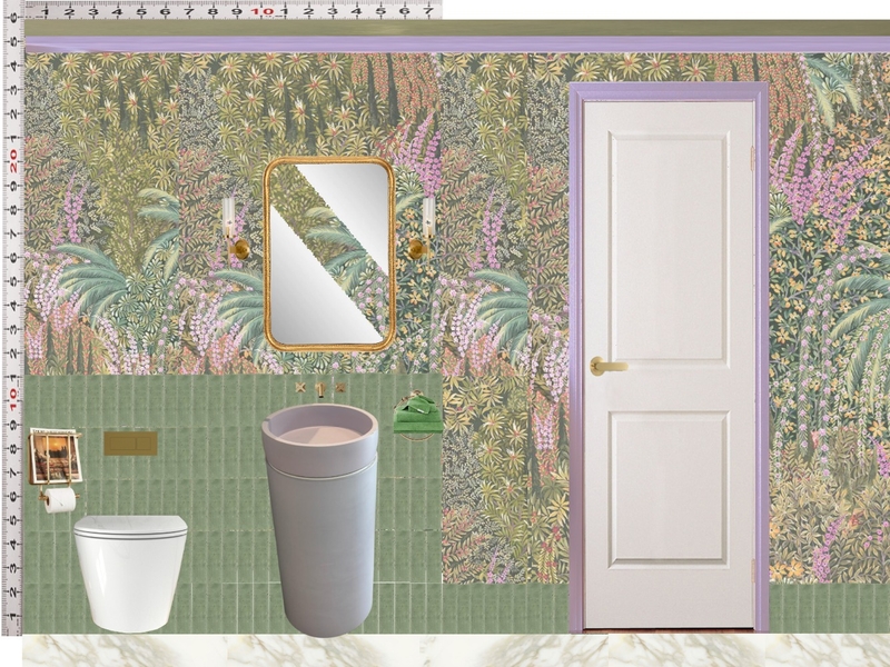 Powder Room Scale Design Green Mixer Taps Mood Board by dl2407 on Style Sourcebook