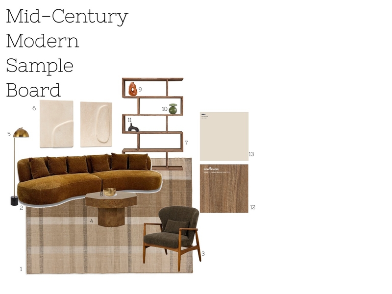 Mid-Century Modern Sample Board Mood Board by jayda.drummond on Style Sourcebook