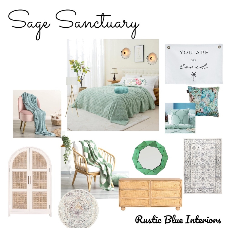 Sage Sanctuary Bedroom Mood Board by Rustic Blue Interiors on Style Sourcebook