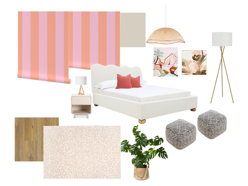 Preppy Pink Boho Bedroom Mood Board by Magenta Haven Design on Style Sourcebook