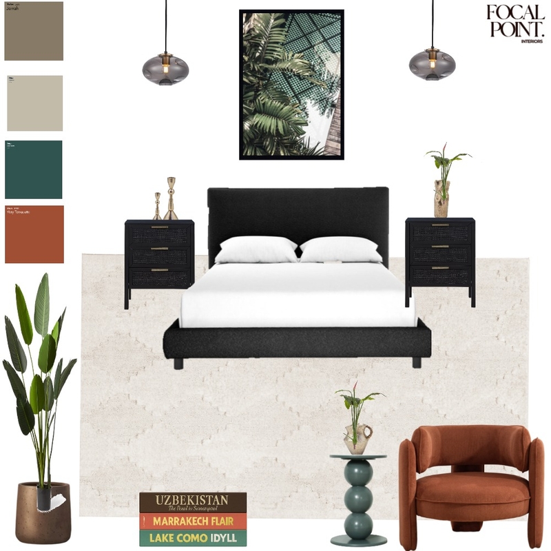 Geometric Green Terracotta and hazelnut Master - Palmview Residence Mood Board by Focal Point Interior on Style Sourcebook