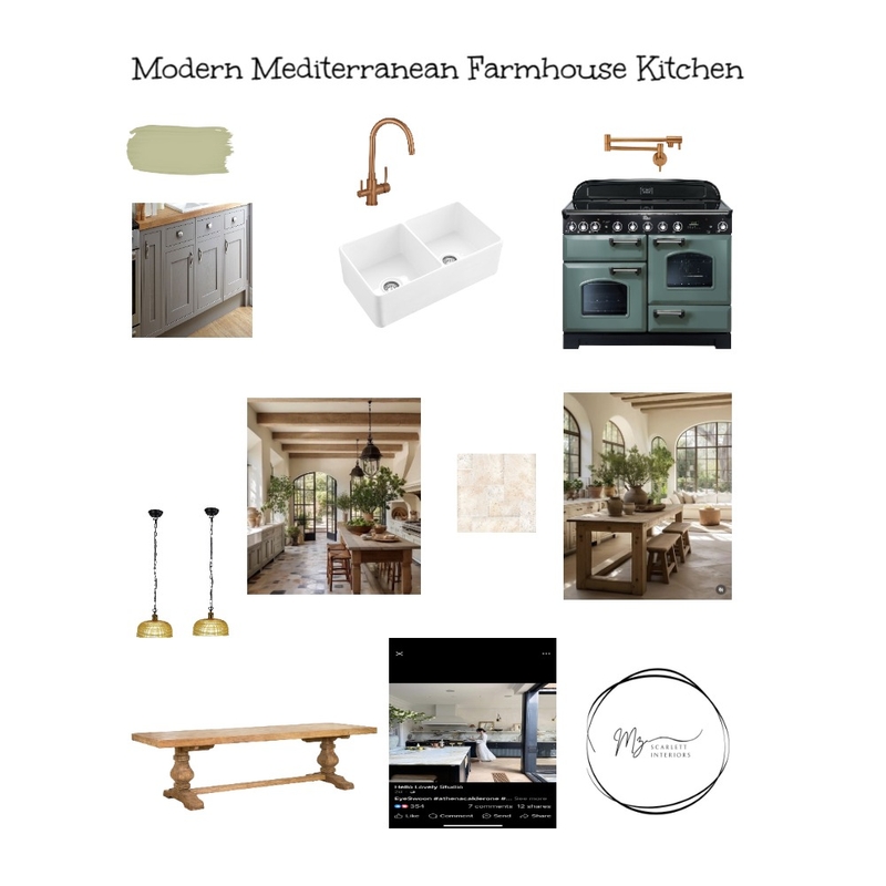 Modern Mediterranean Farmhouse Kitchen Mood Board by Mz Scarlett Interiors on Style Sourcebook
