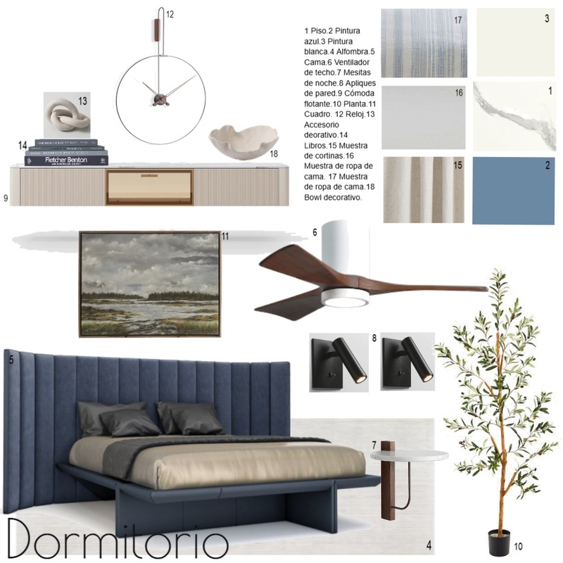 Dormitorio moderno acento azul Mood Board by Elizabet Santos on Style Sourcebook