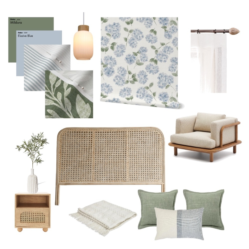 Hydrangeas Bedroom Moodboard Mood Board by vine_art_design on Style Sourcebook