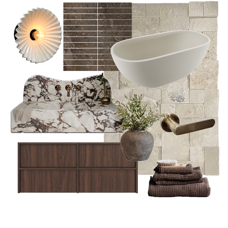 Warm Tones Bathroom Mood Board by DOWN THE LANE by Tina Harris on Style Sourcebook