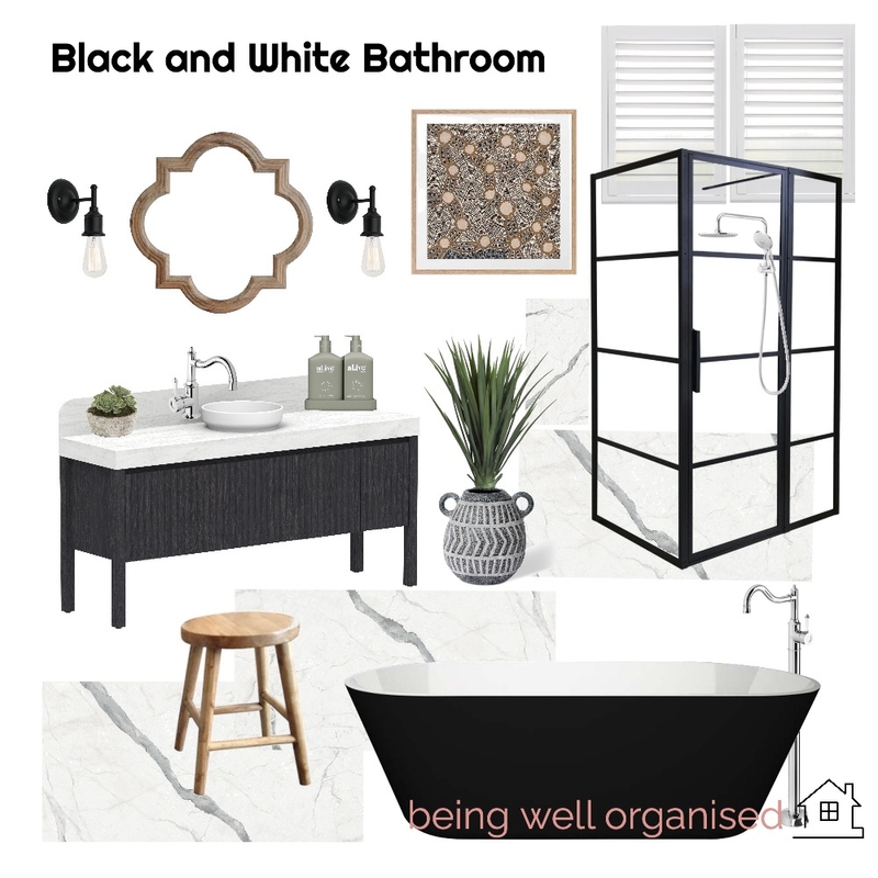 Black and White Bathroom Mood Board by Ladybird on Style Sourcebook
