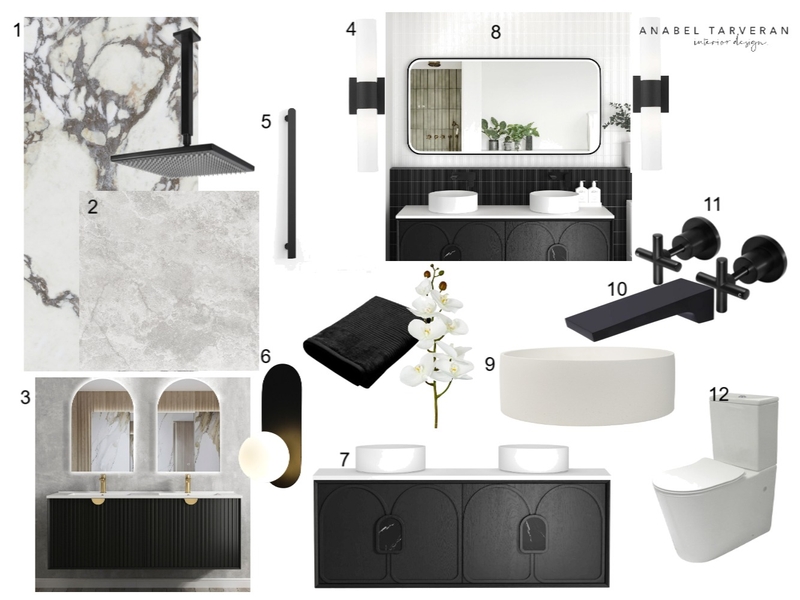 Modern Classic Bathroom | Monochromatic Mood Board by TarveranInteriors on Style Sourcebook