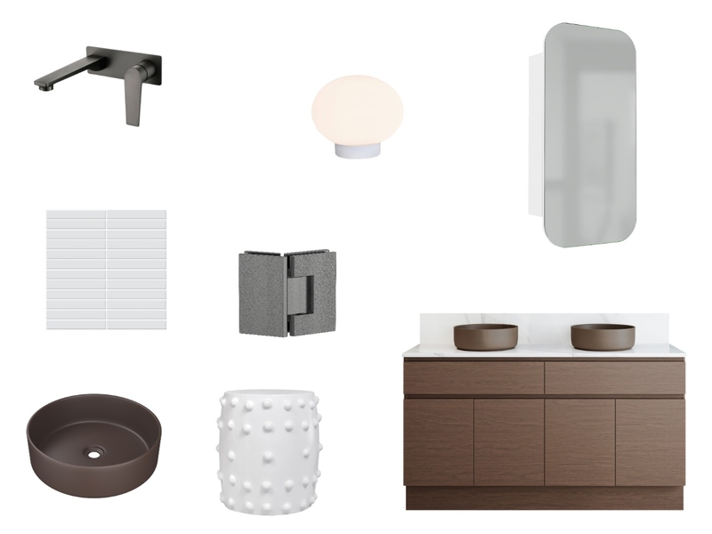 Walnut and Gun metal bathroom Mood Board by Style Sourcebook on Style Sourcebook