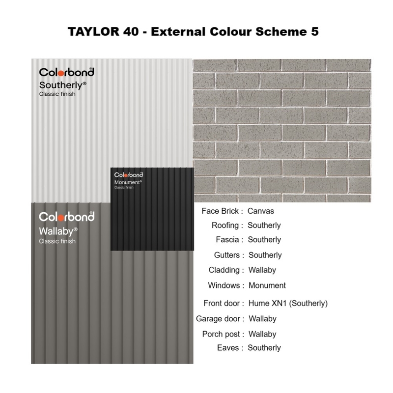 Taylor 40 External Scheme 5 Mood Board by andrew@renhomes.net.au on Style Sourcebook