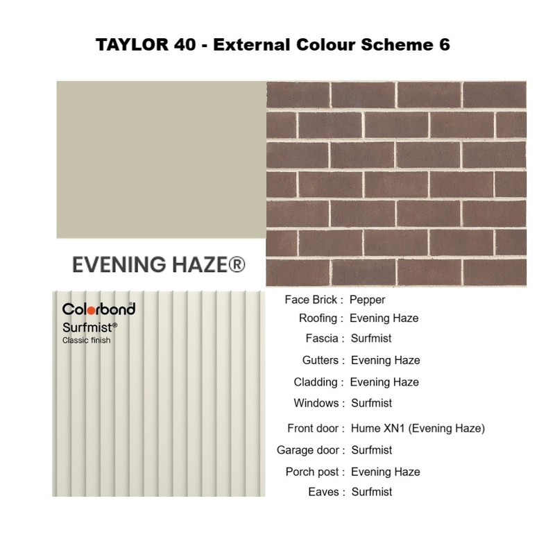 Taylor 40 External Scheme 6 Mood Board by andrew@renhomes.net.au on Style Sourcebook