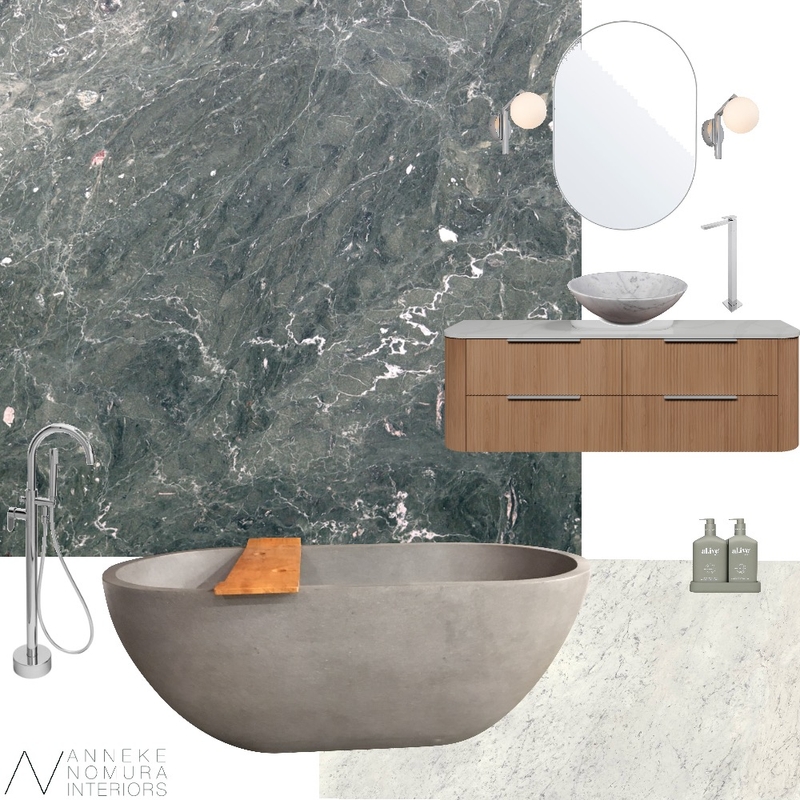 Green Marble Contemporary Bathroom Mood Board by ANNEKE NOMURA INTERIORS on Style Sourcebook