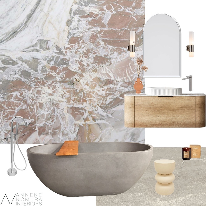Pink Marble Curvilinear Bathroom Mood Board by ANNEKE NOMURA INTERIORS on Style Sourcebook