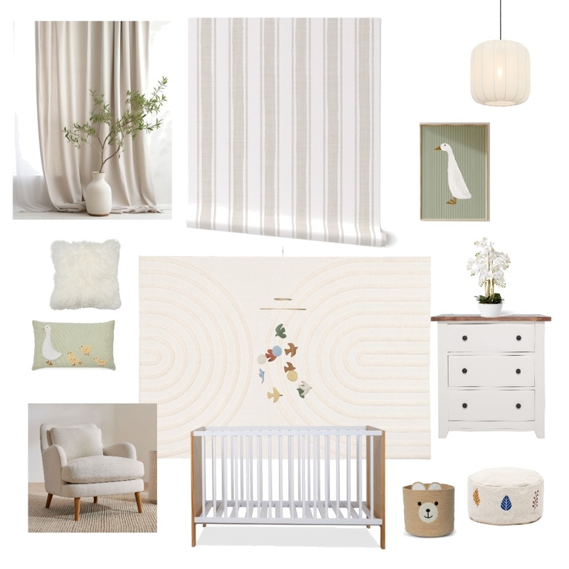Neutral nursery ticking stripe 2 Mood Board by vine_art_design on Style Sourcebook