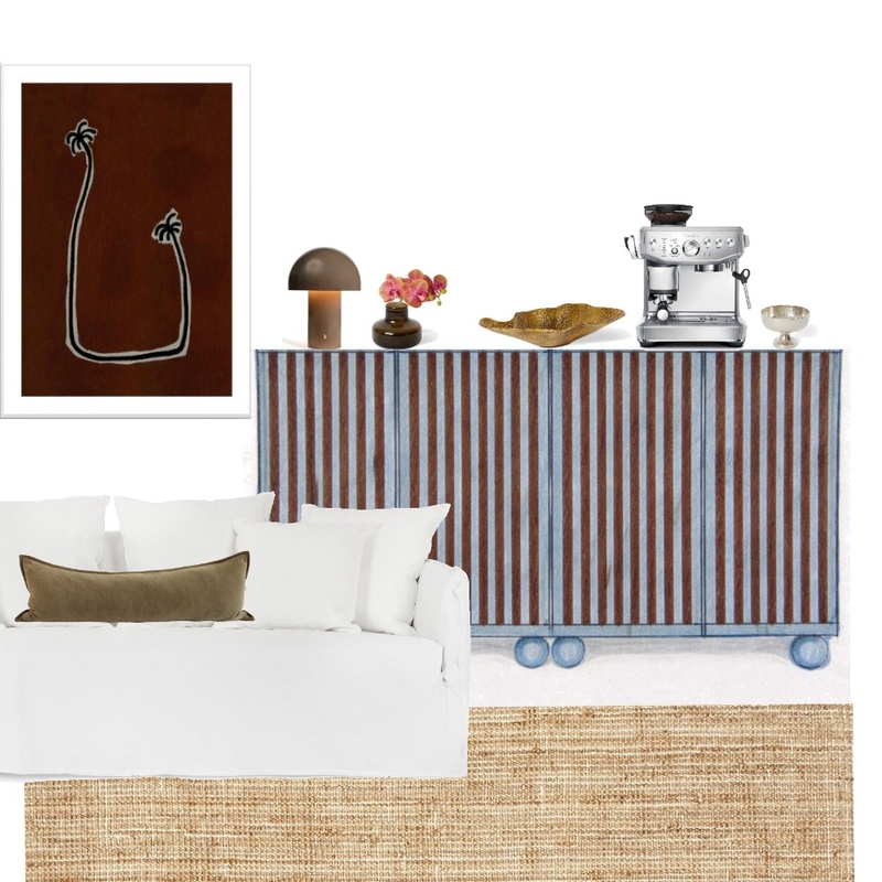 Burnt cocoa stripe & Blue chalk & Tuscan Palm Mood Board by K A N L A P E R L A on Style Sourcebook