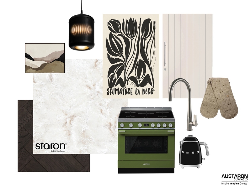 Moody Kitchen with Staron® Solid Surface Mood Board by Austaron Surfaces on Style Sourcebook