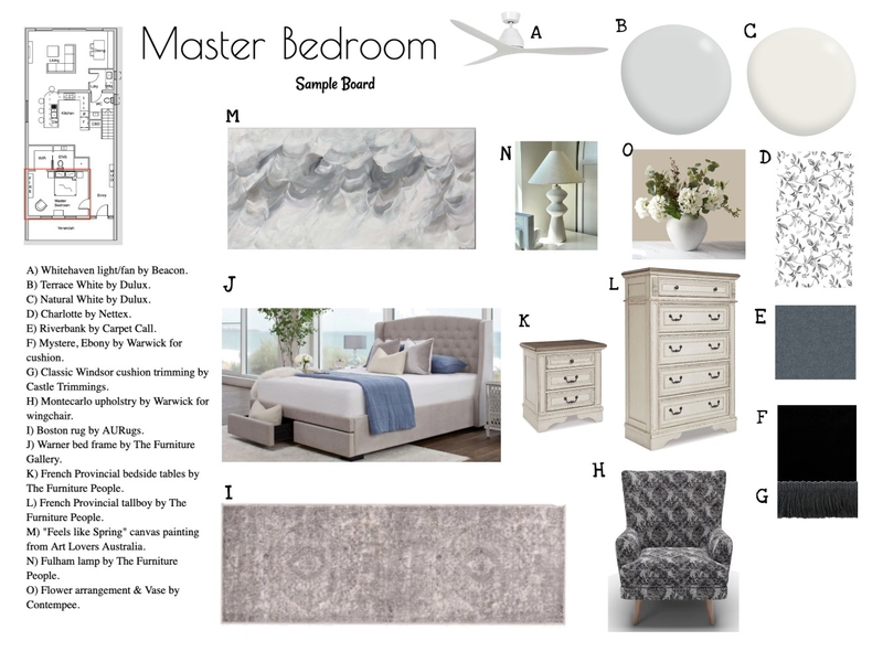 Master Bedroom Mood Board by Becks Interior Designs on Style Sourcebook