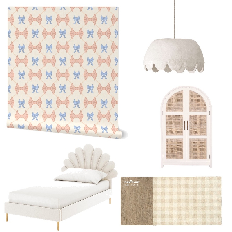 Preppy Bows Wallpaper for Girl’s Room Decor Mood Board by ashclarkart on Style Sourcebook