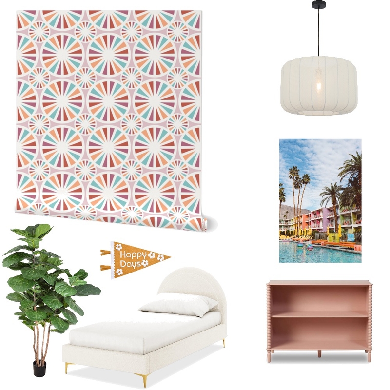 Palm Springs Geometric Wallpaper for Kid Decor Mood Board by ashclarkart on Style Sourcebook