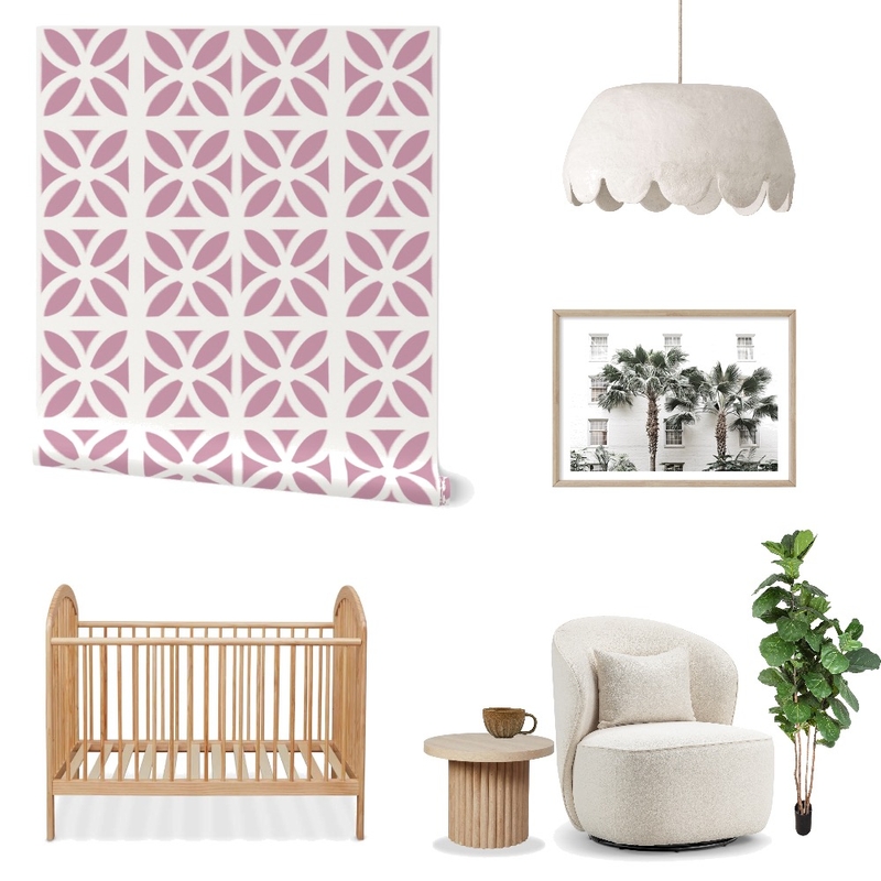 Palm Springs Breeze Block Wallpaper for Nursery Decor Mood Board by ashclarkart on Style Sourcebook