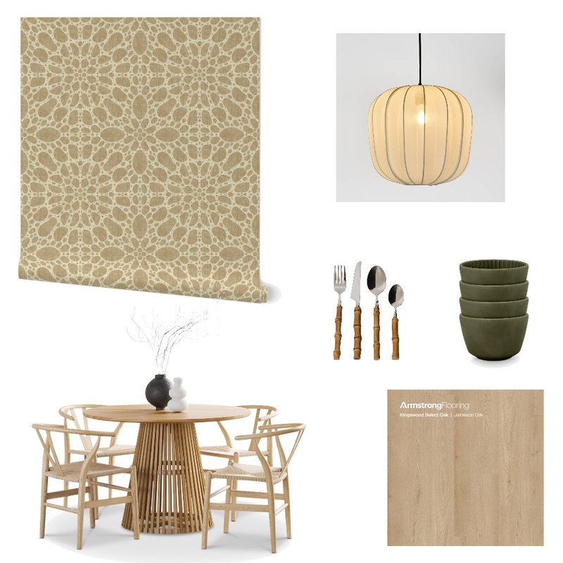 Japandi Abstract Wallpaper for Dining Room Mood Board by ashclarkart on Style Sourcebook