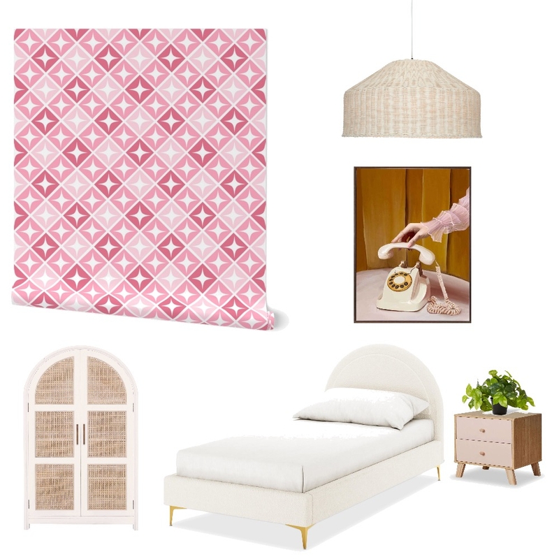 Retro Star Diamonds Wallpaper for Teen Girl Decor Mood Board by ashclarkart on Style Sourcebook