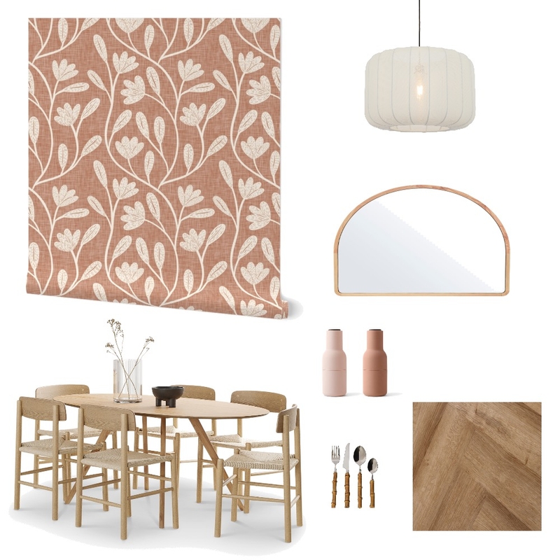 Arts and Crafts Floral Wallpaper for Dining Decor Mood Board by ashclarkart on Style Sourcebook