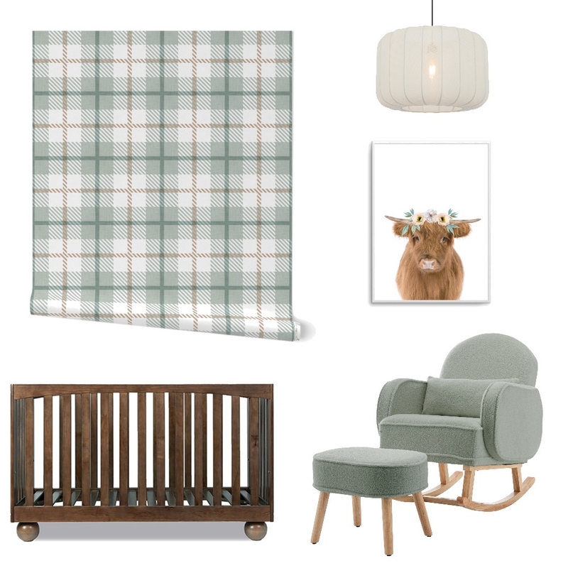 Plaid Wallpaper for Modern Farmhouse Nursery Decor Mood Board by ashclarkart on Style Sourcebook
