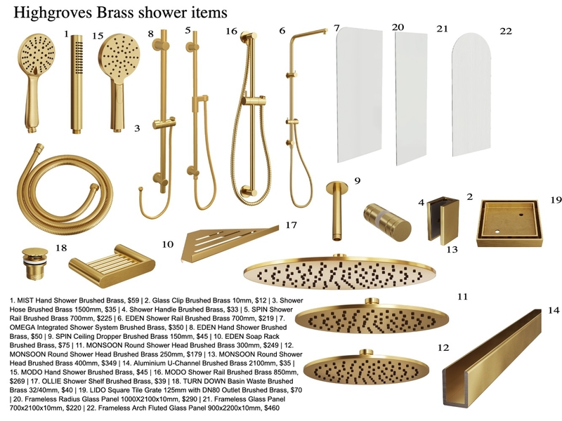 Highgroves Brass Shower Items Mood Board by maeve home & style on Style Sourcebook