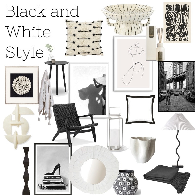 Black and White Style Mood Board by cherieando on Style Sourcebook