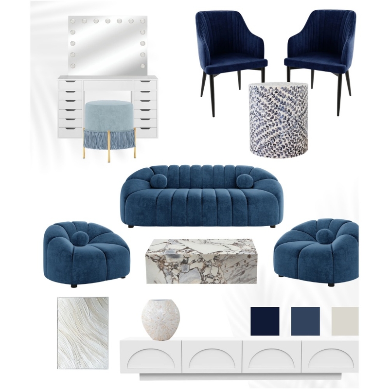 Sophisticated Blue Living Mood Board by Luxo Living on Style Sourcebook