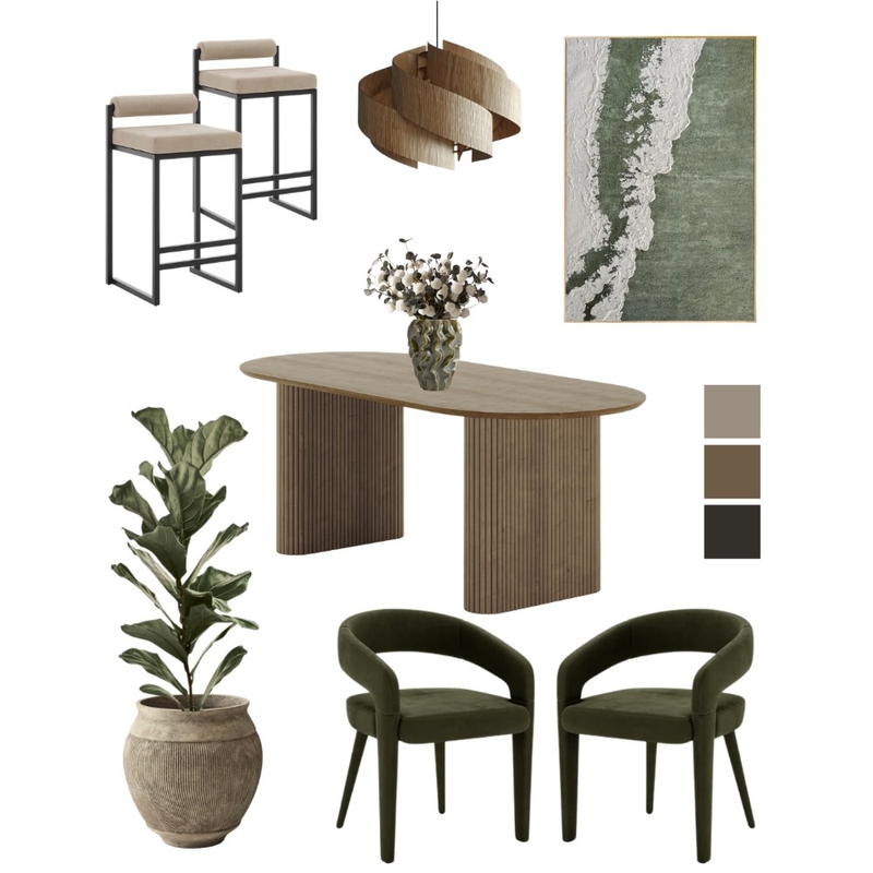 Earthy Modern Dining Room Mood Board by Luxo Living on Style Sourcebook