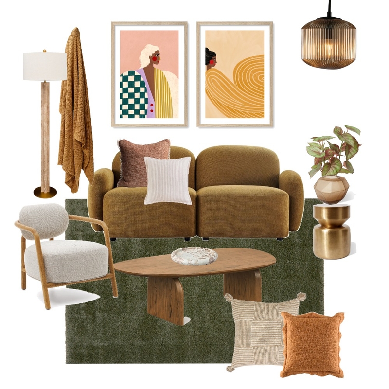 Cosy Modern Lounge Room Interior Design Mood Board by Profile Australia