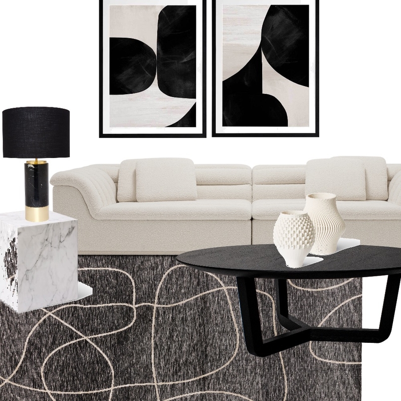 Contemporary Minimalist Black & White Living Room Mood Board by Restyled Interiors on Style Sourcebook