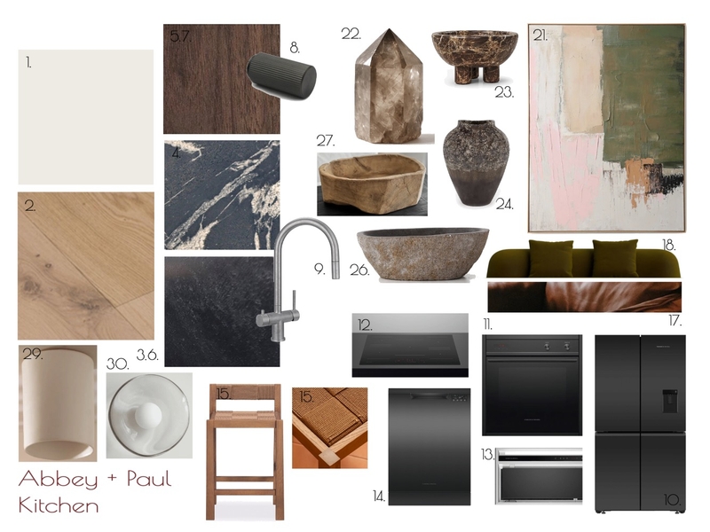 Abbey + Paul Kitchen Moodboard Interior Design Mood Board by Kate De Lorenzo
