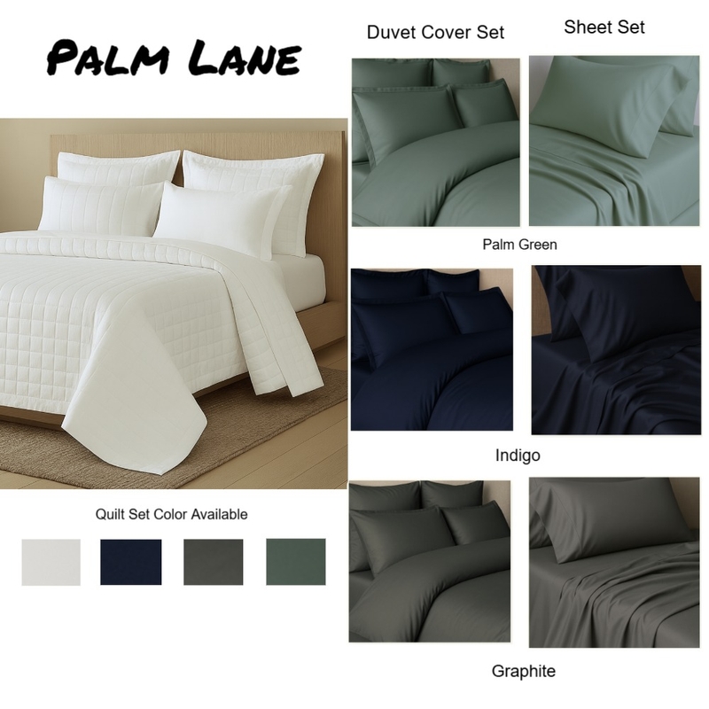Palm Lane Sateen Interior Design Mood Board by Bedside