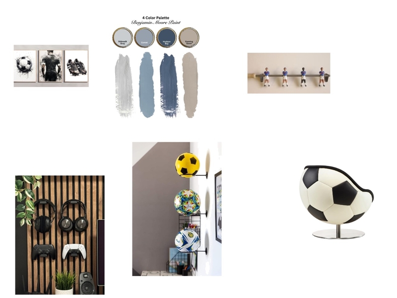 Habitación adolescente. Fotbal Interior Design Mood Board by Monica Hernando