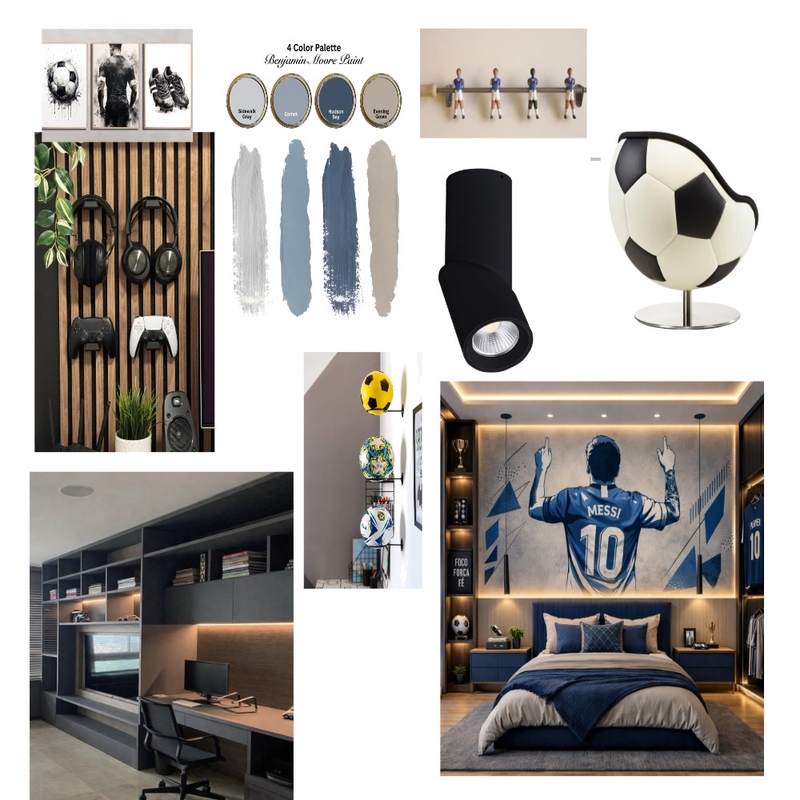 Habitación adolescente Messi Interior Design Mood Board by Monica Hernando