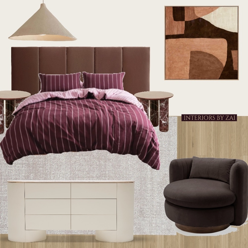 rich and warm bedroom Mood Board by Interiors By Zai on Style Sourcebook