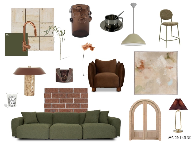 Olive Earthy Kitchen to Living Area Mood Board by AVALYN HOUSE on Style Sourcebook