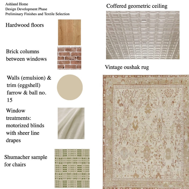Ashland: Preliminary Finishes and Textile Selection Interior Design Mood Board by pcarpinelli@gmail.com