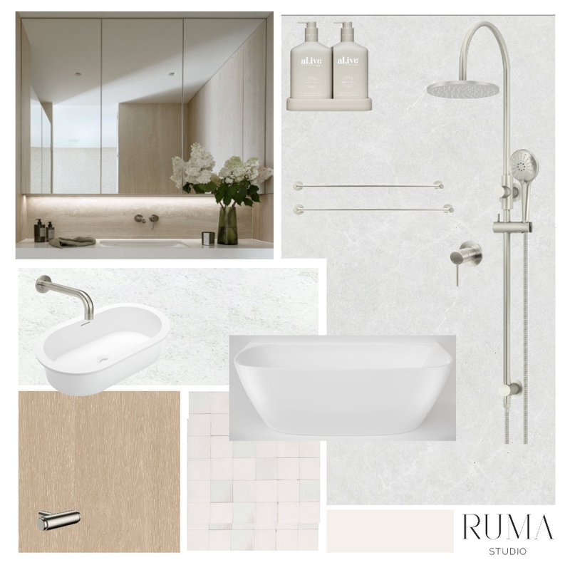 Meadow House - Main Bathroom Interior Design Mood Board by Ruma Studio