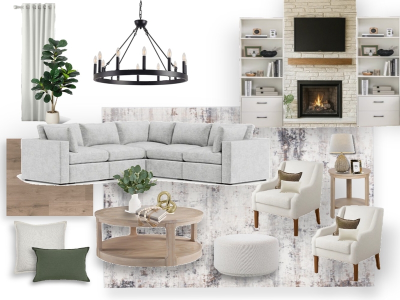 Suburban Family Home Living Room Interior Design Mood Board by kal611816@gmail.com