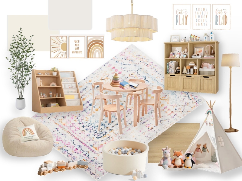 Suburban Family Home Playroom Interior Design Mood Board by kal611816@gmail.com